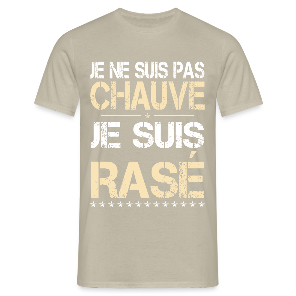 T-shirt Homme -  Je ne suis pas chauve - Cadeau Humour - beige sable