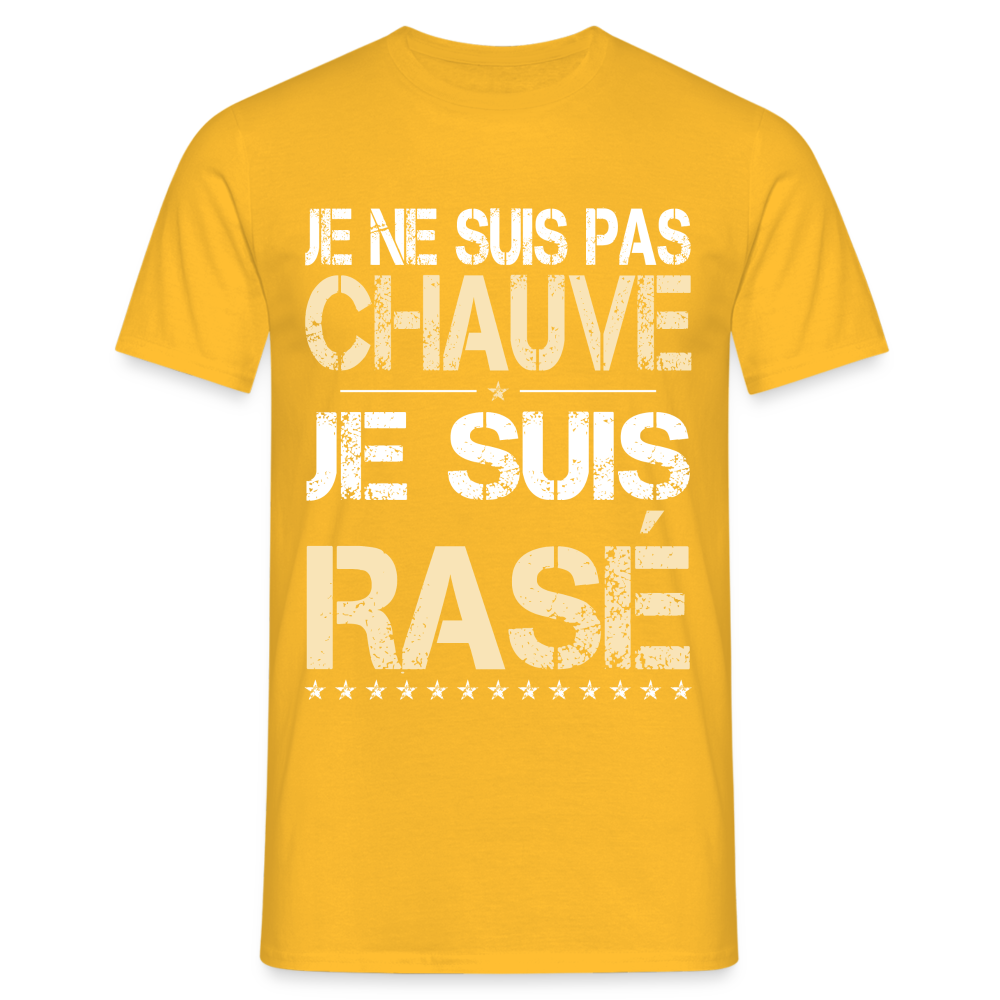 T-shirt Homme -  Je ne suis pas chauve - Cadeau Humour - jaune