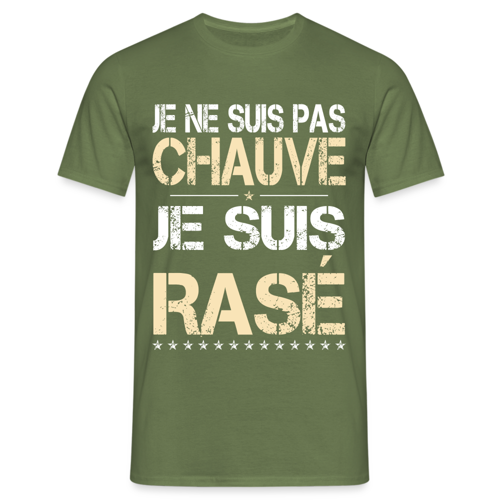 T-shirt Homme -  Je ne suis pas chauve - Cadeau Humour - vert militaire