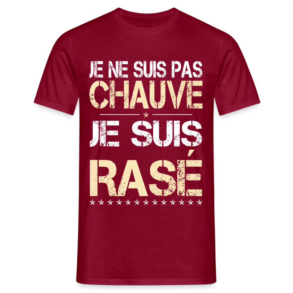 T-shirt Homme -  Je ne suis pas chauve - Cadeau Humour - rouge brique