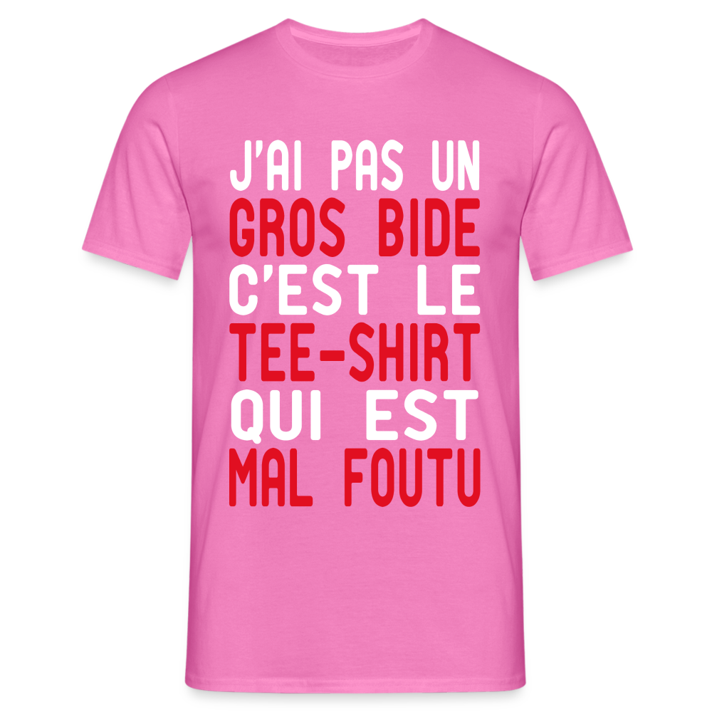 T-shirt Homme -  J'ai pas un gros bide - Cadeau Humour - rose