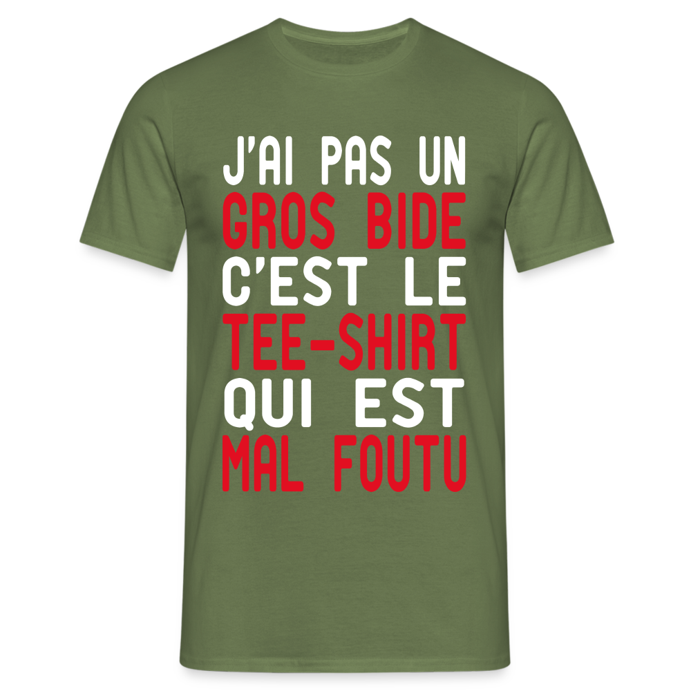 T-shirt Homme -  J'ai pas un gros bide - Cadeau Humour - vert militaire