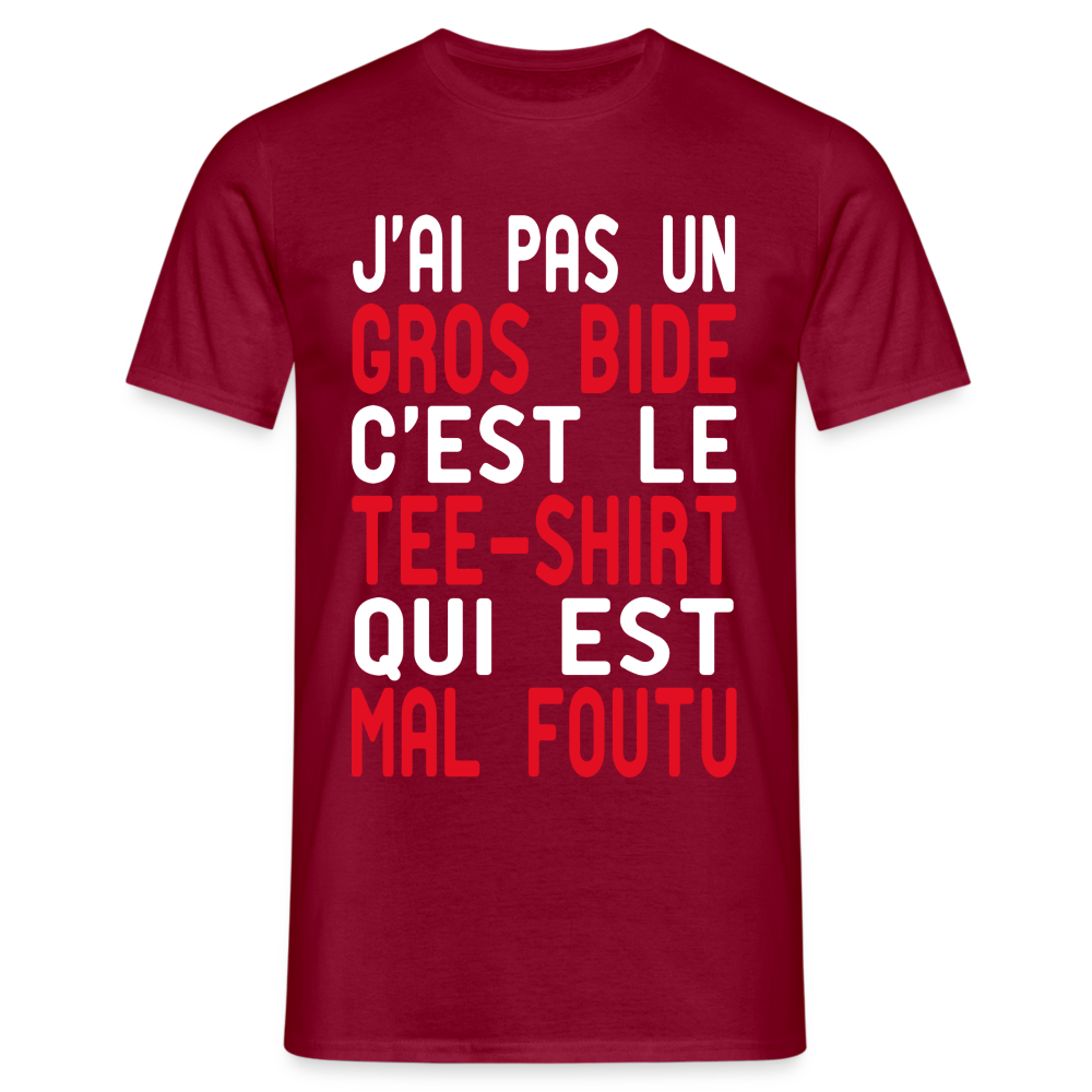 T-shirt Homme -  J'ai pas un gros bide - Cadeau Humour - rouge brique