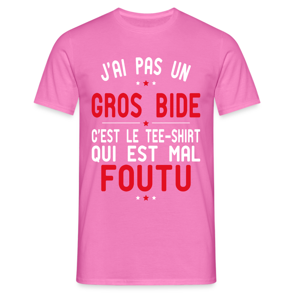 T-shirt Homme -  J'ai pas un gros bide - Cadeau Humour - rose