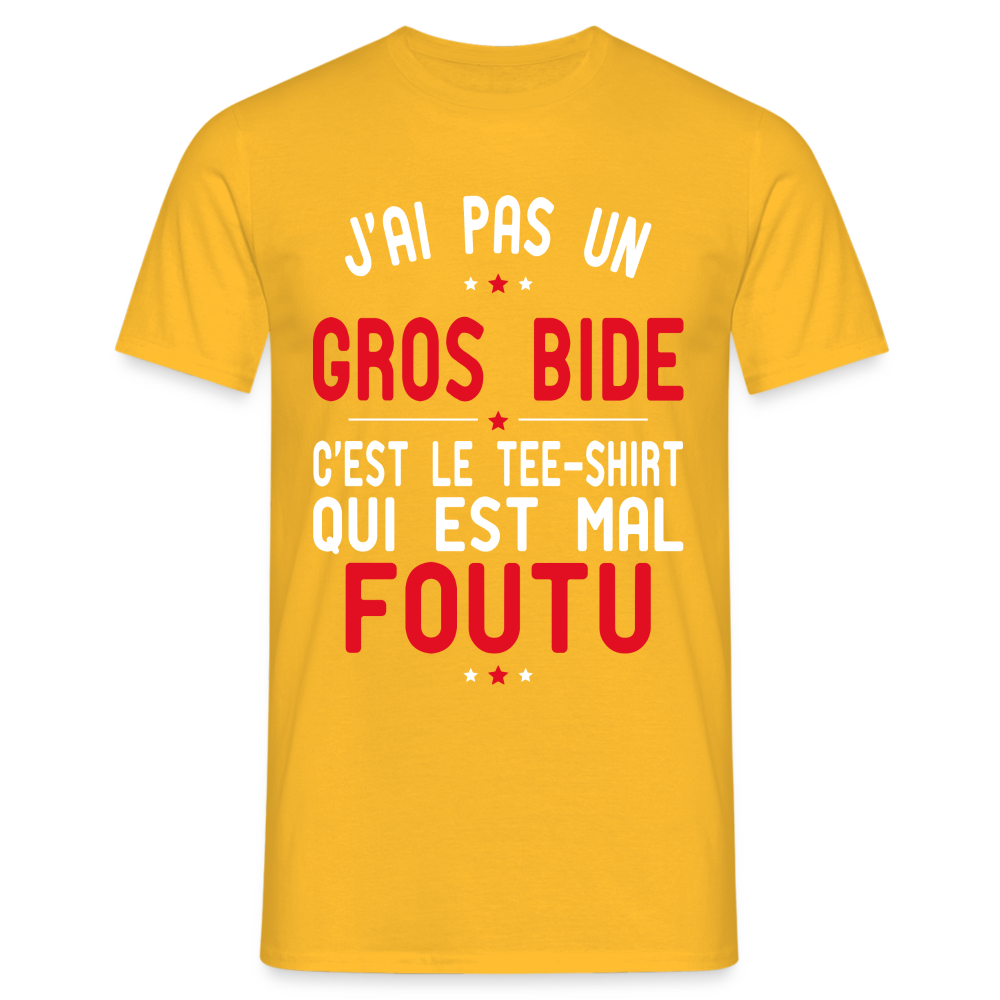 T-shirt Homme -  J'ai pas un gros bide - Cadeau Humour - jaune