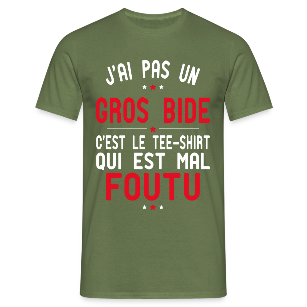 T-shirt Homme -  J'ai pas un gros bide - Cadeau Humour - vert militaire