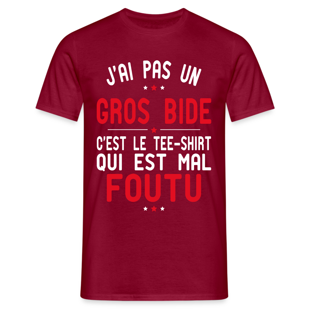 T-shirt Homme -  J'ai pas un gros bide - Cadeau Humour - rouge brique