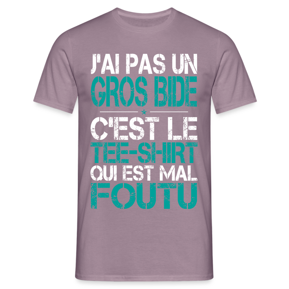 T-shirt Homme -  J'ai pas un gros bide - Cadeau Humour - mauve gris 