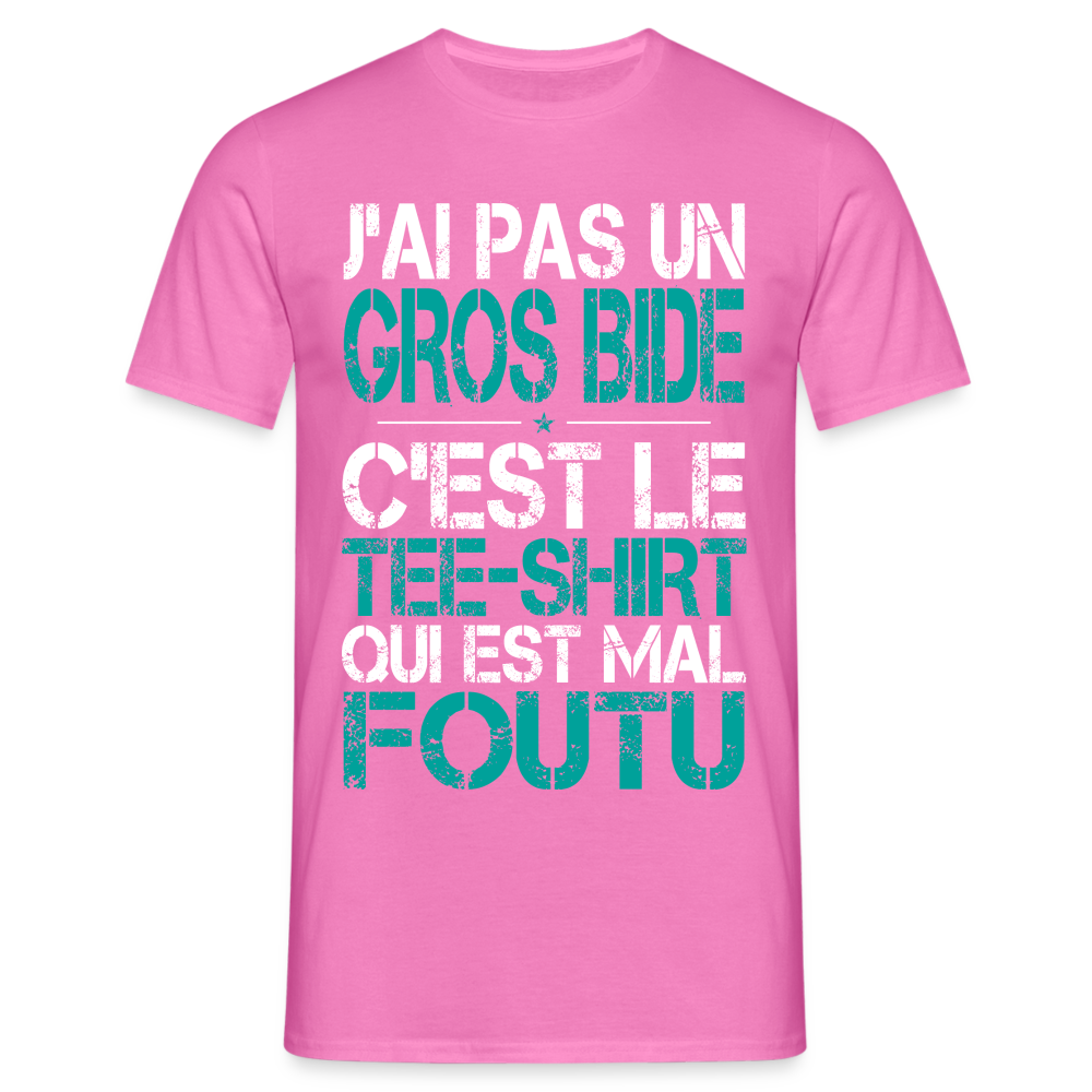 T-shirt Homme -  J'ai pas un gros bide - Cadeau Humour - rose