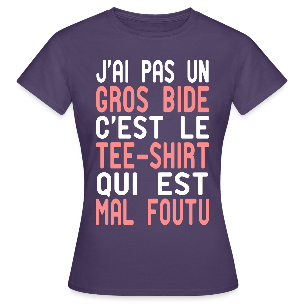 T-shirt Femme - J'ai pas un gros bide - Cadeau Humour - violet foncé