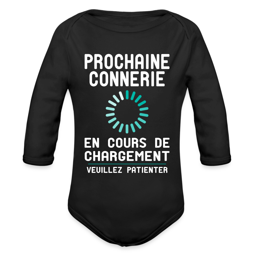 Body Bébé bio manches longues - Prochaine connerie en cours de chargement - noir