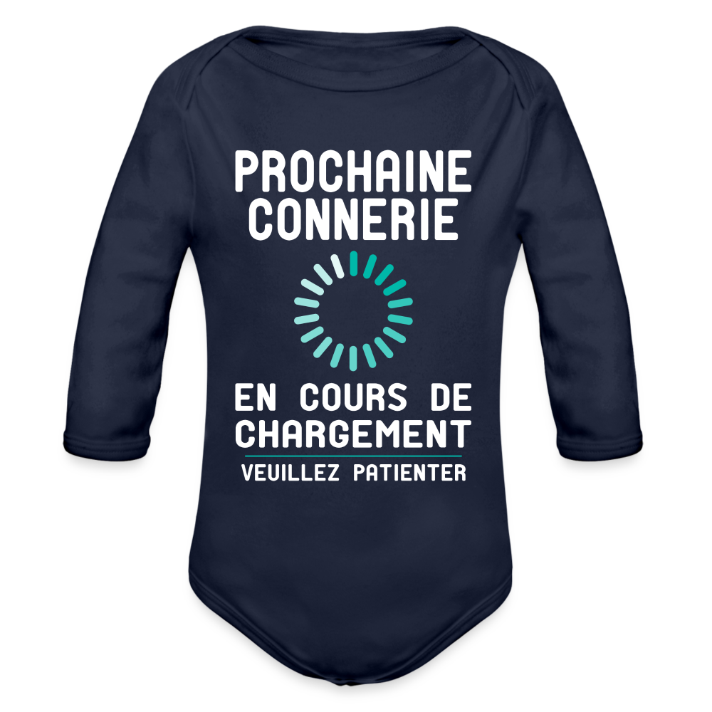 Body Bébé bio manches longues - Prochaine connerie en cours de chargement - marine foncé