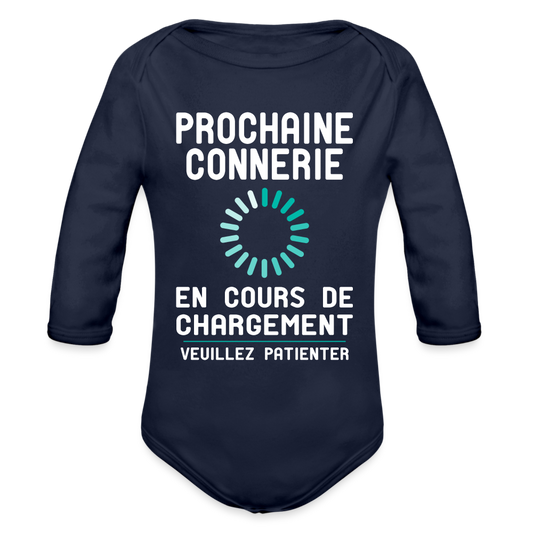 Body Bébé bio manches longues - Prochaine connerie en cours de chargement - marine foncé