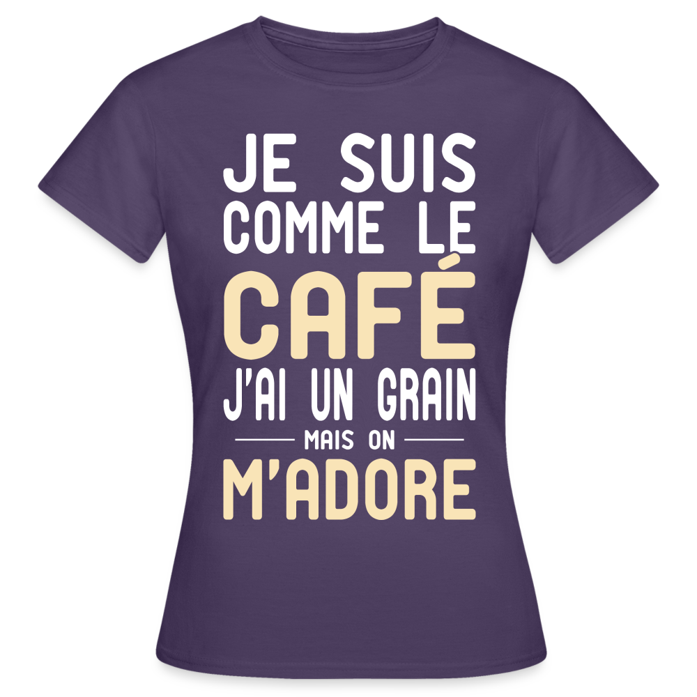 T-shirt Femme - J'ai un grain - Cadeau Humour - violet foncé