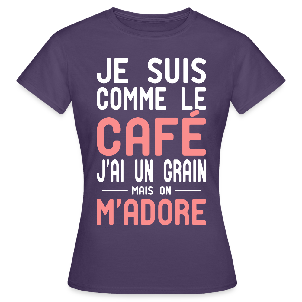 T-shirt Femme - J'ai un grain - Cadeau Humour - violet foncé