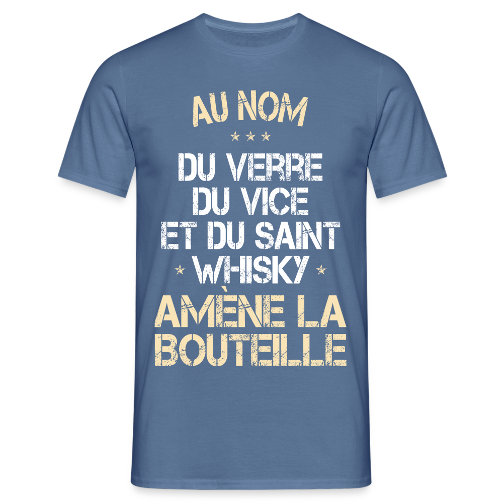 T-shirt Homme - Au nom du saint Whisky - bleu pigeon 