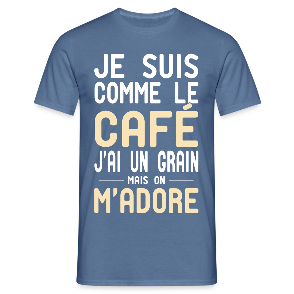 T-shirt Homme - J'ai un grain - Cadeau Humour - bleu pigeon 