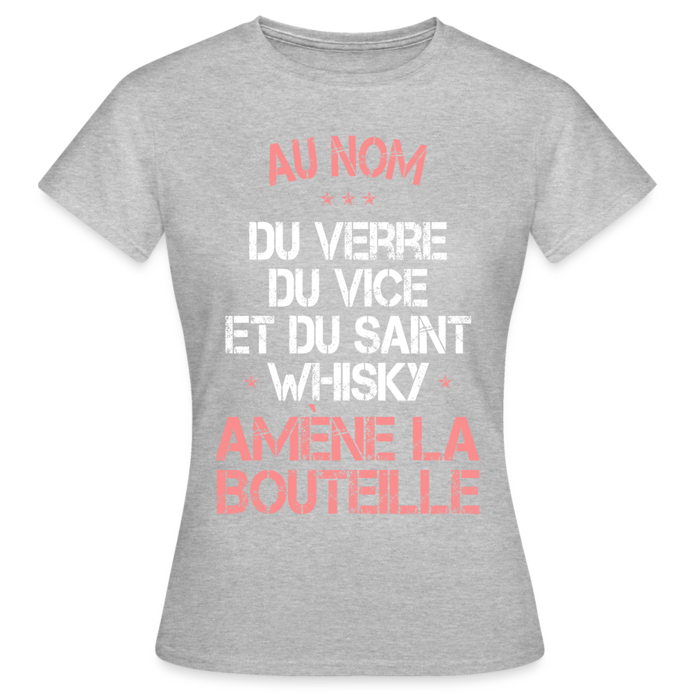 T-shirt Femme - Au nom du saint Whisky - gris chiné